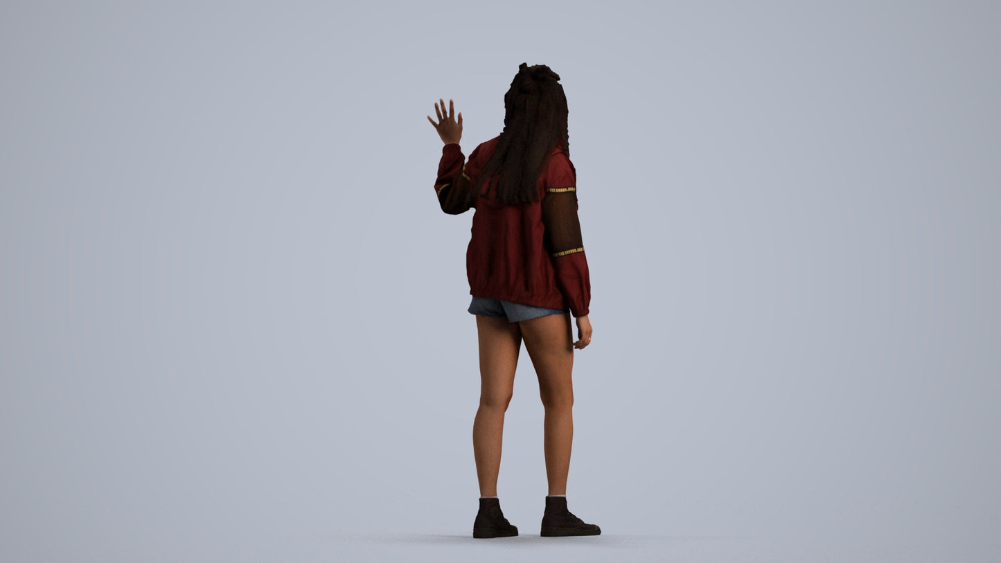 realistic 3D people woman casual walking, render-ready for V-Ray and Corona, FBX OBJ, front view render