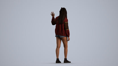 realistic 3D people woman casual walking, render-ready for V-Ray and Corona, FBX OBJ, front view render