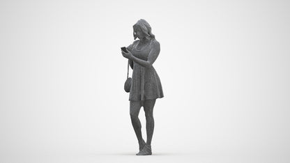 3D people model woman standing, scanned human for 3ds Max rendering, three-quarter front view render