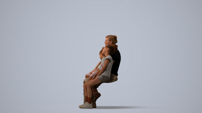 3D scanned girl kids casual, photorealistic archviz people for Enscape and SketchUp, three-quarter view render