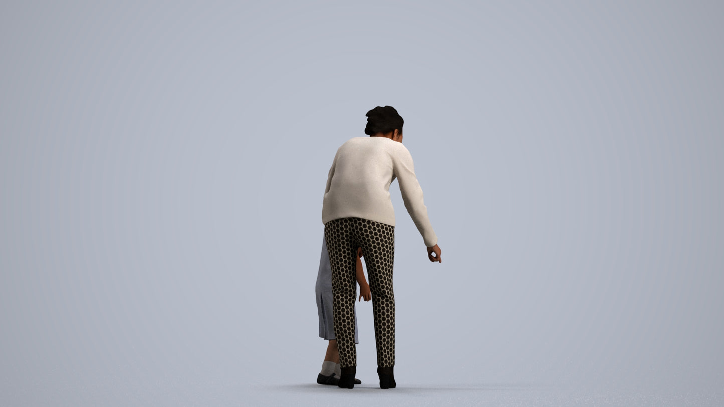 3D people model girl kids, scanned human for 3ds Max rendering, front view render