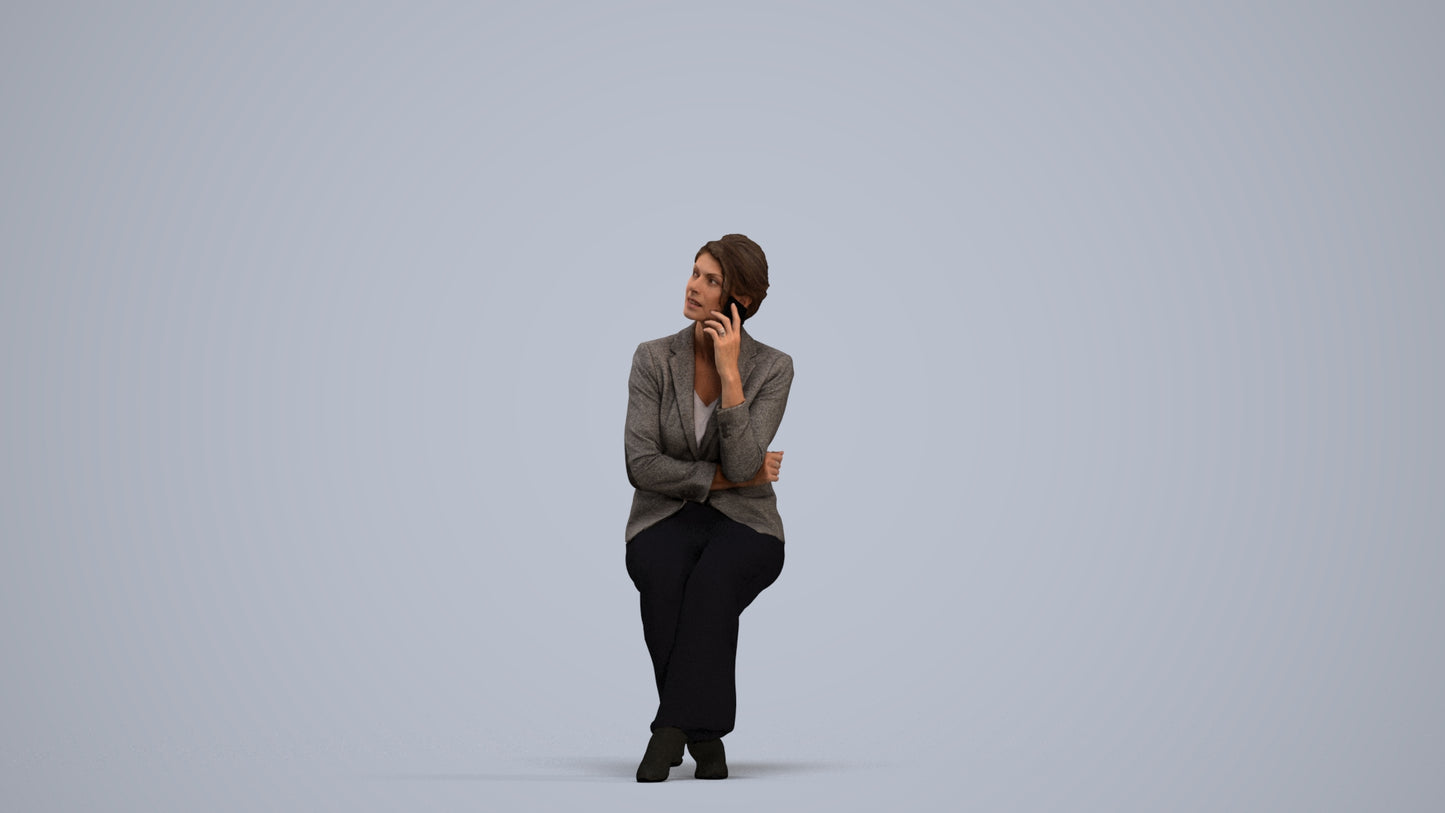 photogrammetry 3D woman business, realistic human model archviz FBX, standing pose render