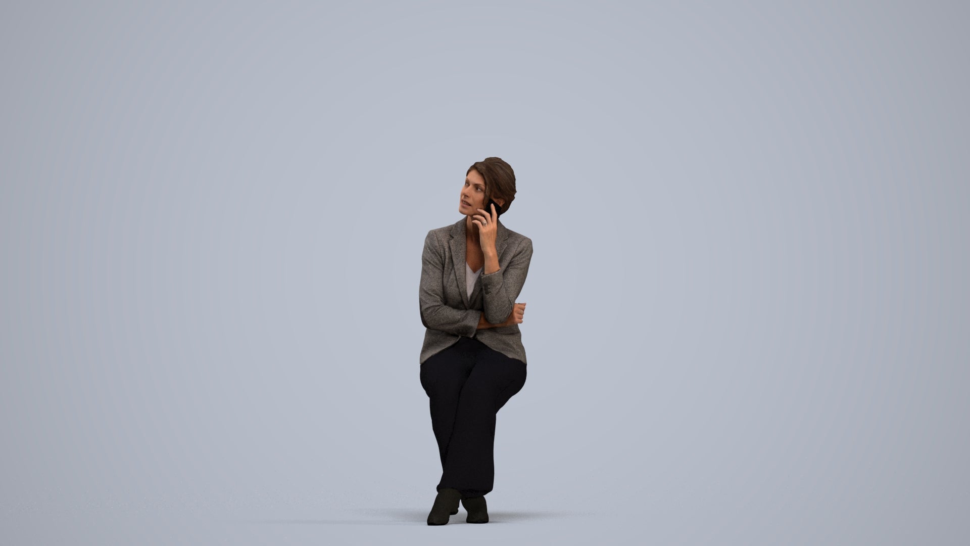 photogrammetry 3D woman business, realistic human model archviz FBX, standing pose render