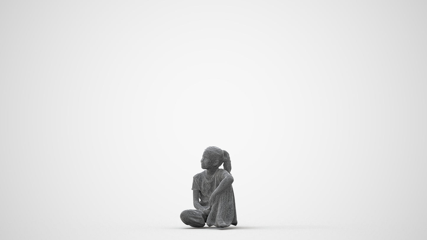 3D people model girl casual kids, scanned human for 3ds Max rendering, square thumbnail