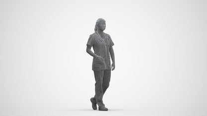 scanned 3D woman standing, photogrammetry people for Enscape and V-Ray, three-quarter front view render