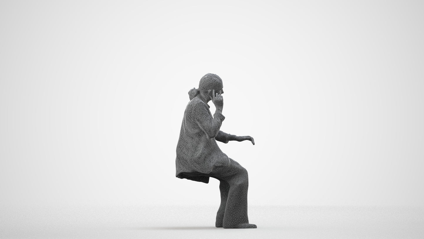 scanned 3D woman business, photogrammetry people for Enscape and V-Ray, wireframe side view