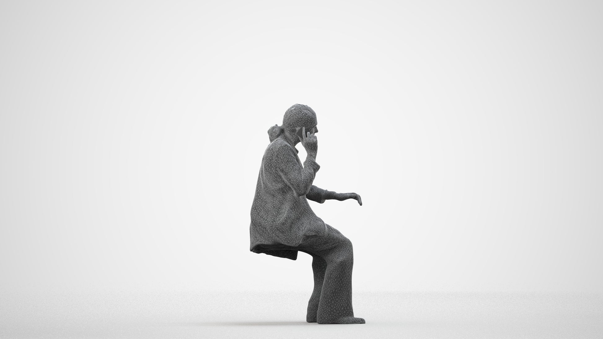scanned 3D woman business, photogrammetry people for Enscape and V-Ray, wireframe side view