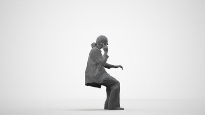 scanned 3D woman business, photogrammetry people for Enscape and V-Ray, wireframe side view