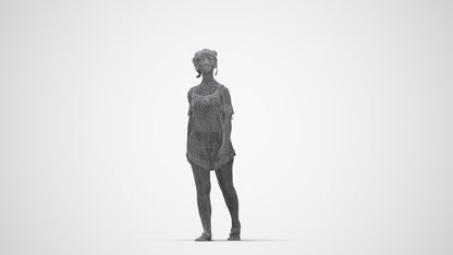 scanned 3D girl casual kids, photogrammetry people for Enscape and V-Ray, wireframe back view