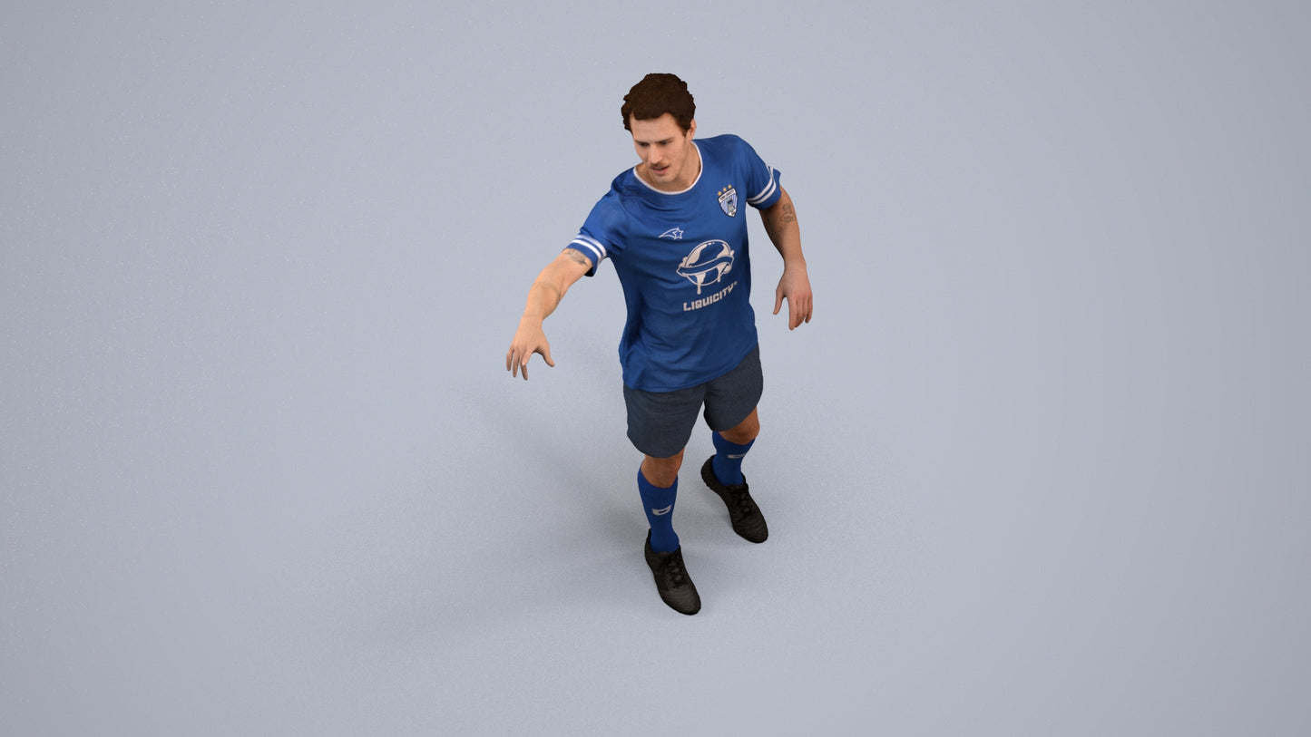 3D human model man sport, photogrammetry scanned person for archviz, back view render