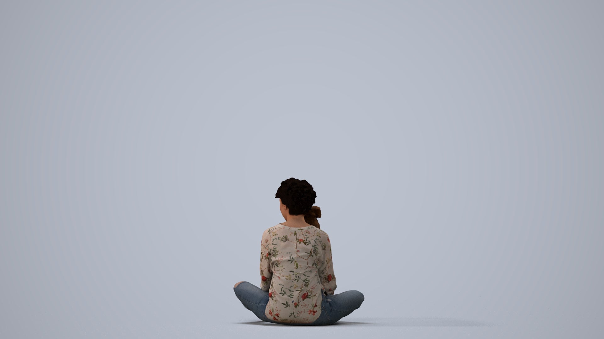realistic 3D girl casual kids, scanned archviz people for Blender and 3ds Max, three-quarter view render