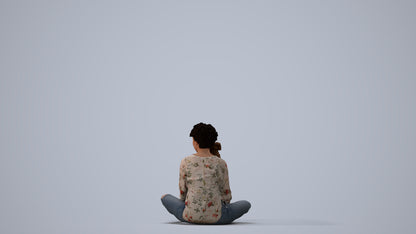 realistic 3D girl casual kids, scanned archviz people for Blender and 3ds Max, three-quarter view render