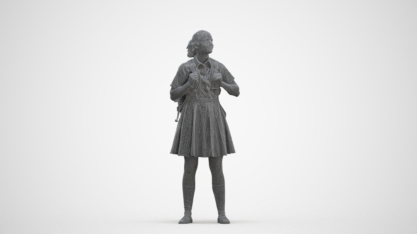 realistic 3D human girl kids, archviz people FBX OBJ for Blender, three-quarter front view render