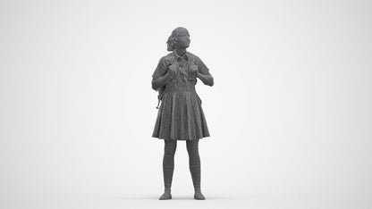realistic 3D human girl kids, archviz people FBX OBJ for Blender, three-quarter front view render