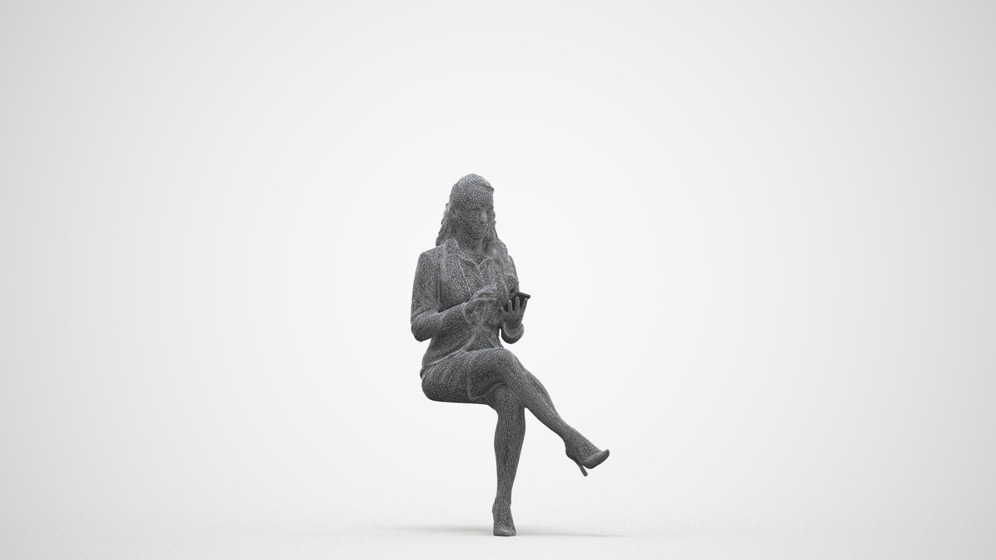 realistic 3D woman business, scanned archviz people for Blender and 3ds Max, three-quarter front view render