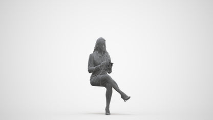 realistic 3D woman business, scanned archviz people for Blender and 3ds Max, three-quarter front view render