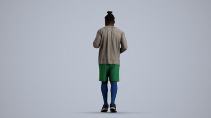 scanned 3D man sport, photogrammetry people for Enscape and V-Ray, front view render