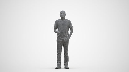3D scanned man standing casual, photorealistic archviz people for Enscape and SketchUp, three-quarter front view render