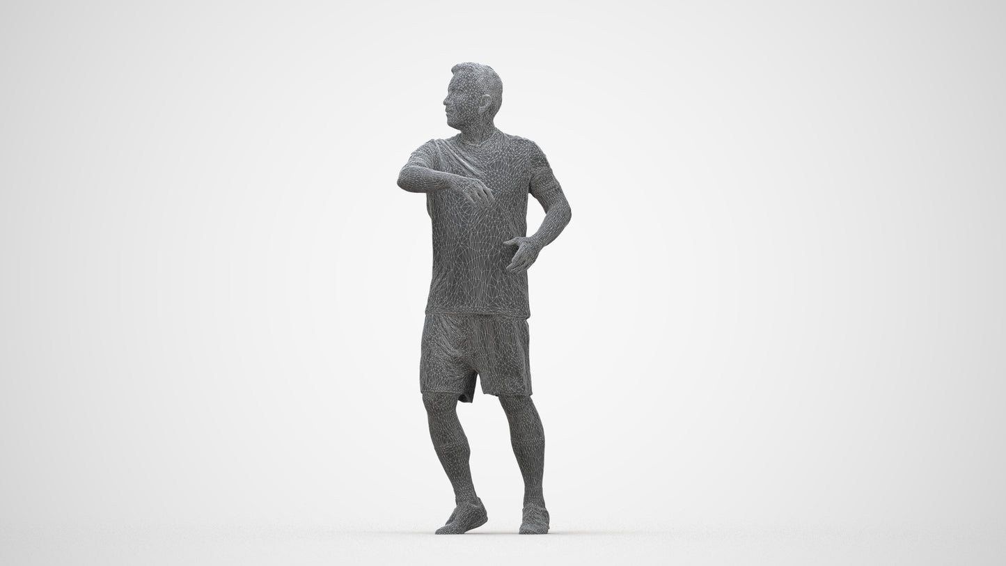 photogrammetry 3D man sport, realistic human model archviz FBX, wireframe back view