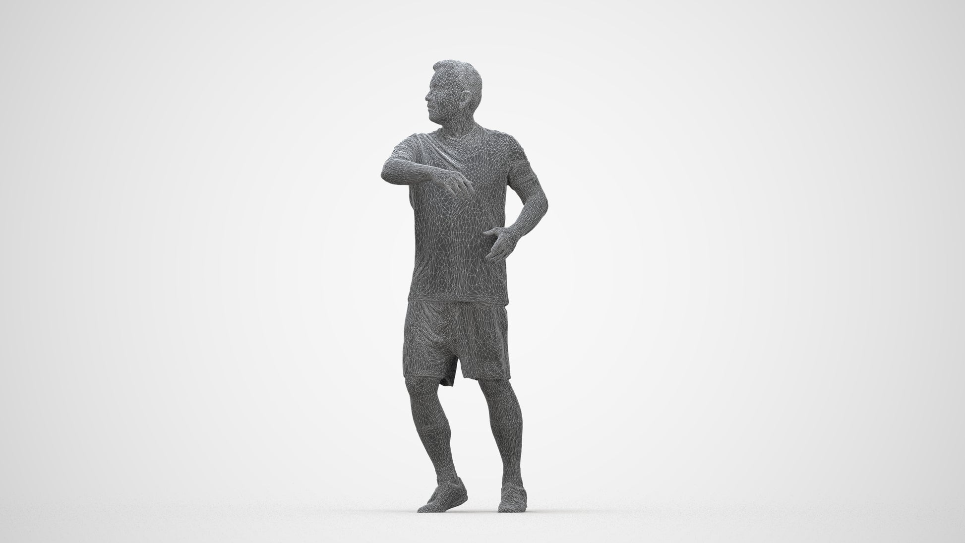 photogrammetry 3D man sport, realistic human model archviz FBX, wireframe back view