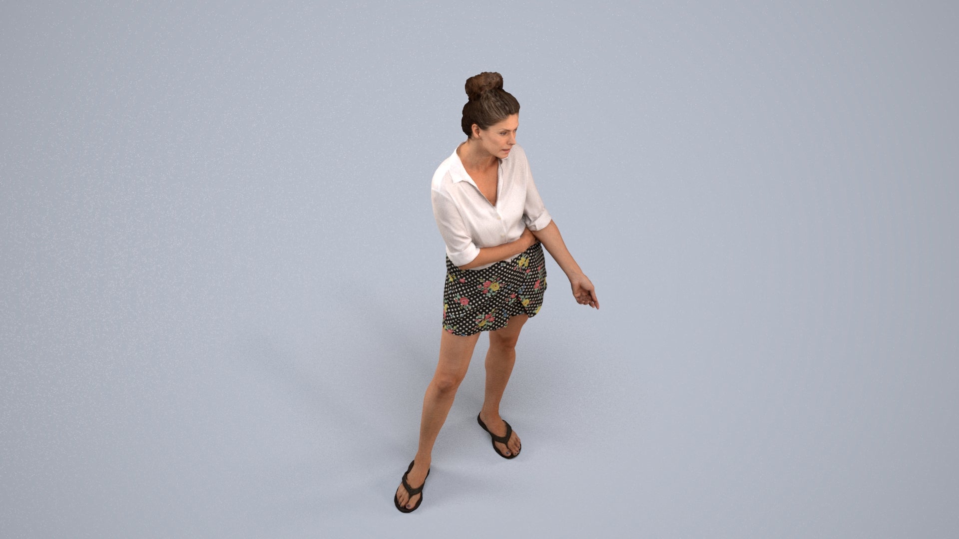 3D people model woman casual standing, scanned human for 3ds Max rendering, back view render