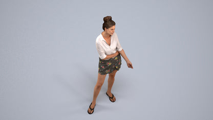 3D people model woman casual standing, scanned human for 3ds Max rendering, back view render