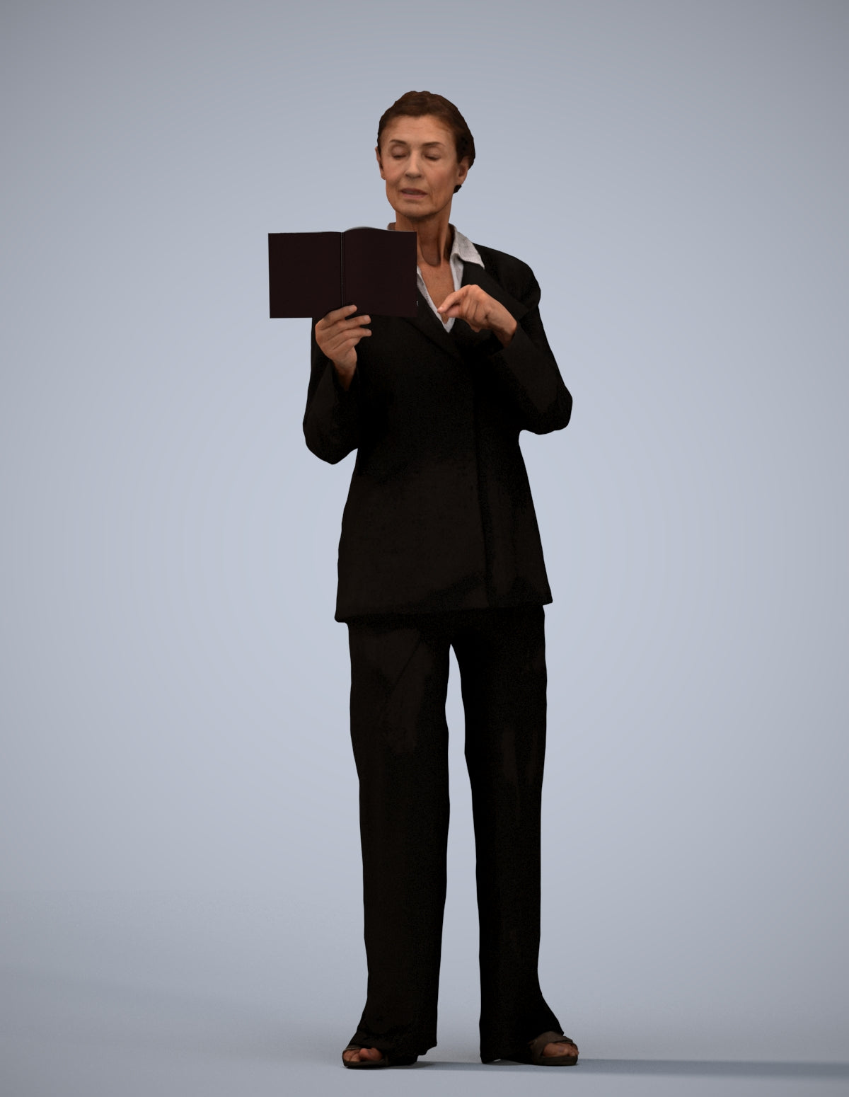 3D scanned senior woman business, photorealistic archviz people for Enscape and SketchUp
