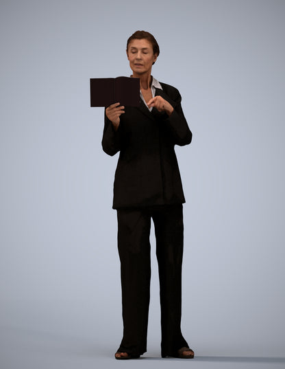 3D scanned senior woman business, photorealistic archviz people for Enscape and SketchUp