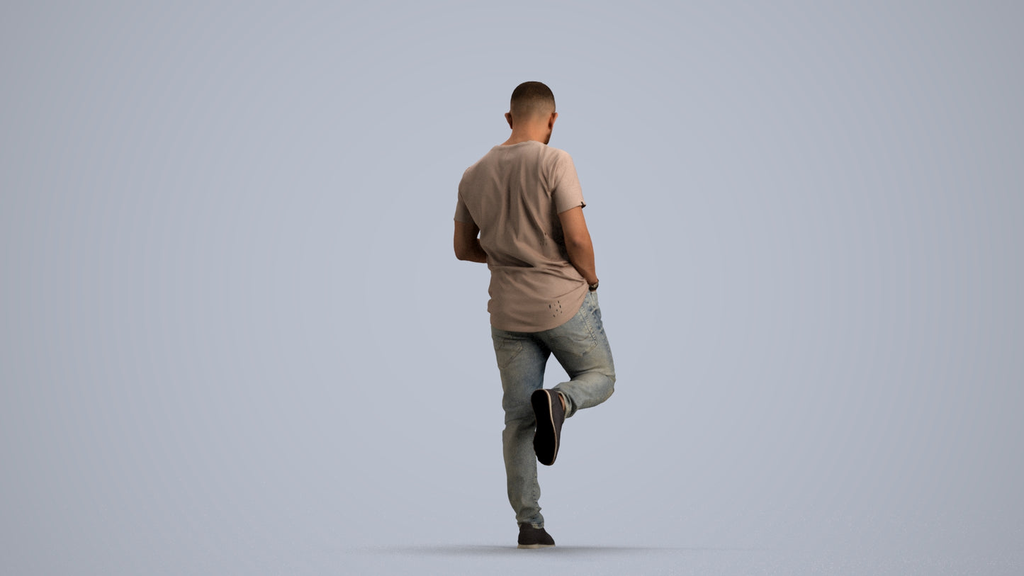 realistic 3D people man casual standing, render-ready for V-Ray and Corona, FBX OBJ, front view render