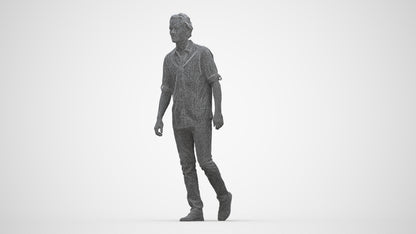 realistic 3D people man casual standing, render-ready for V-Ray and Corona, FBX OBJ, wireframe back view