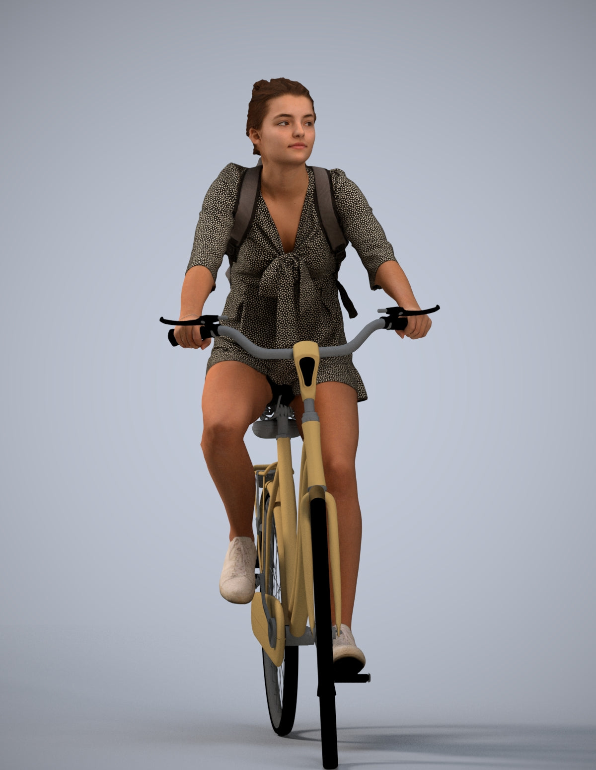 photogrammetry 3D girl casual cycling, realistic human model archviz FBX