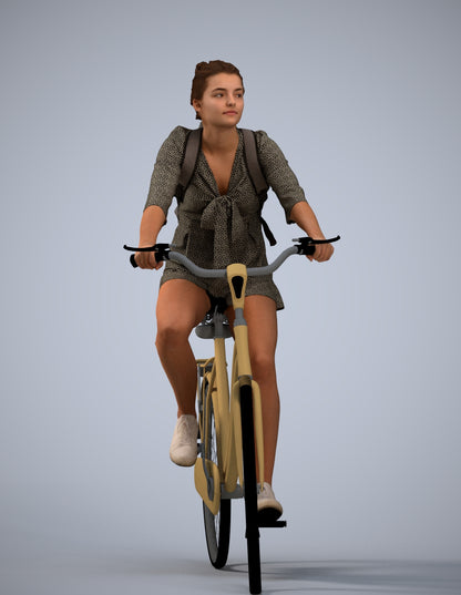 photogrammetry 3D girl casual cycling, realistic human model archviz FBX
