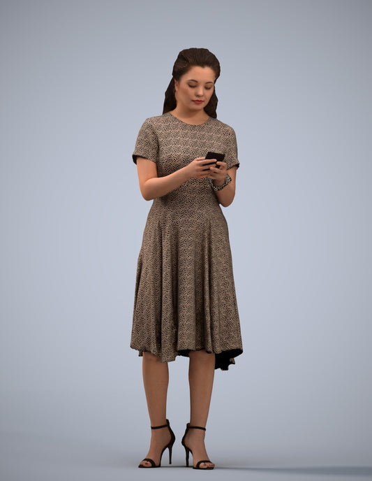 photogrammetry 3D woman casual standing, realistic human model archviz FBX