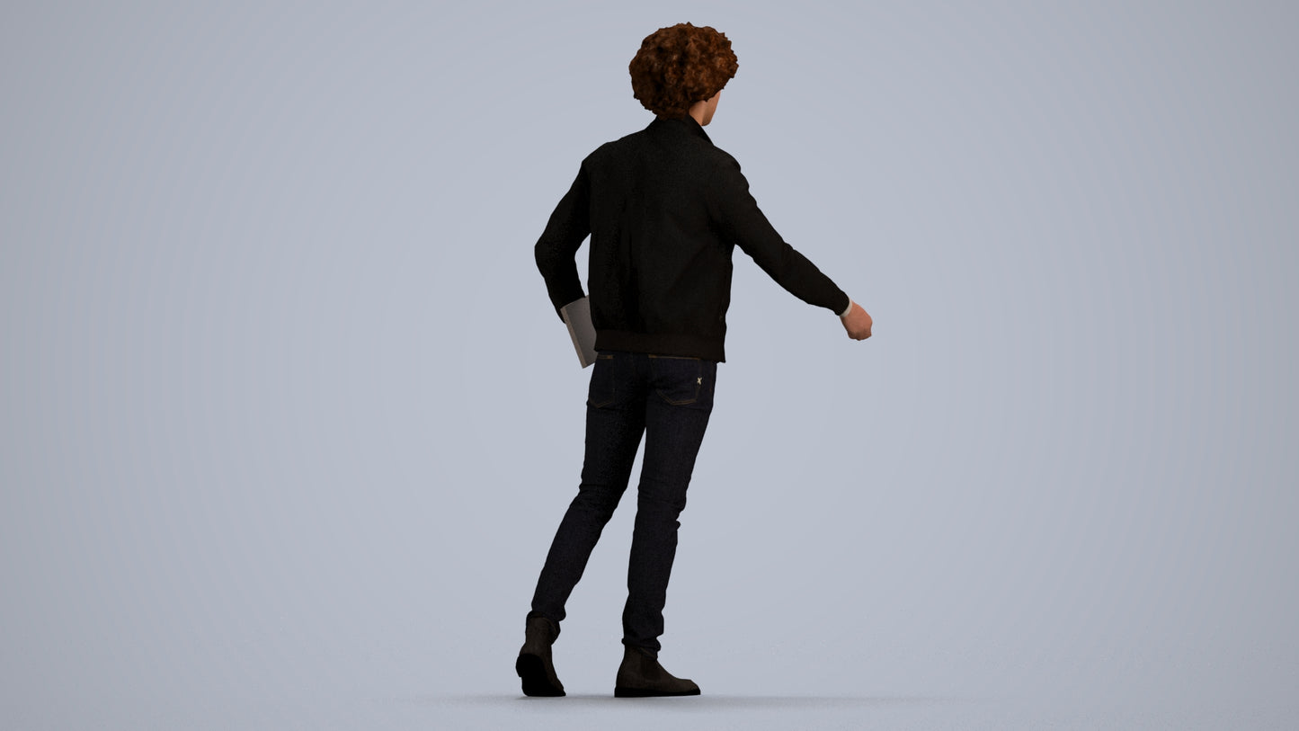 photogrammetry 3D man casual mix, realistic human model archviz FBX, front view render