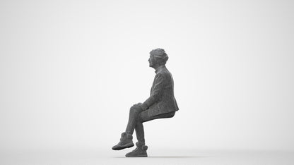 realistic 3D human senior woman business sitting, archviz people FBX OBJ for Blender, square thumbnail