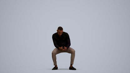 3D people model man business sitting, scanned human for 3ds Max rendering, standing pose render