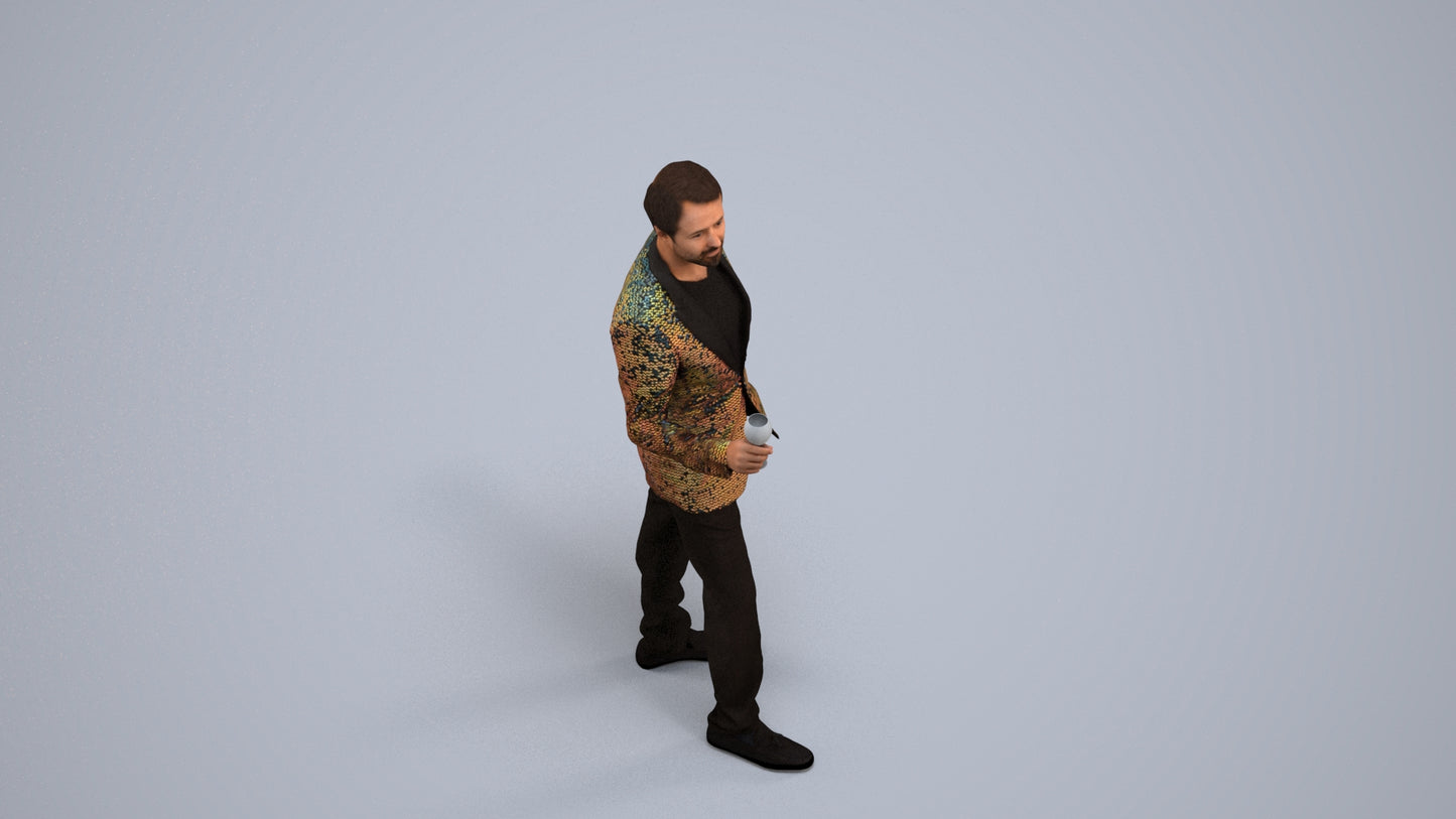 3D people model man formal formalaffairs, scanned human for 3ds Max rendering, back view render