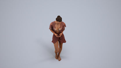 3D scanned woman bathroom, photorealistic archviz people for Enscape and SketchUp, back view render