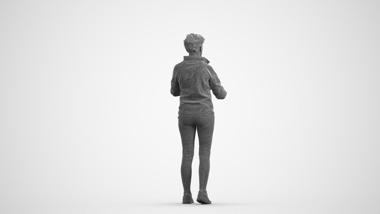 realistic 3D people woman sport, render-ready for V-Ray and Corona, FBX OBJ, wireframe front view