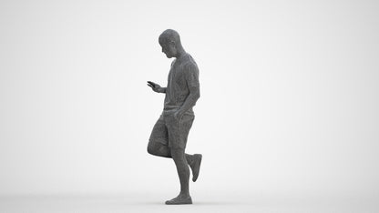 photogrammetry 3D man casual walking, realistic human model archviz FBX, three-quarter front view render