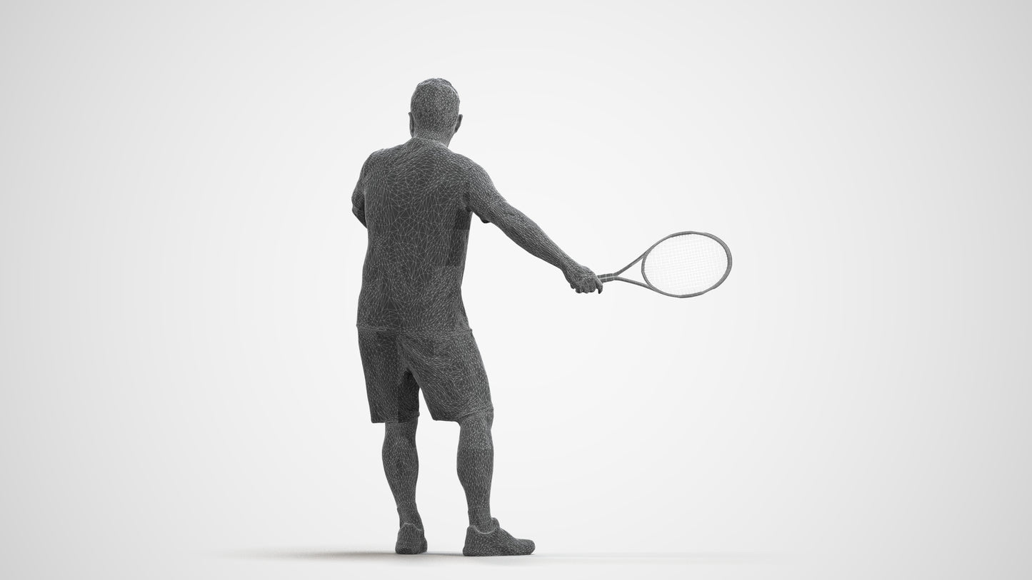 photogrammetry 3D man sport, realistic human model archviz FBX, wireframe front view