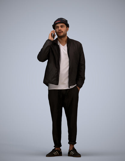 3D scanned man standing casual, photorealistic archviz people for Enscape and SketchUp