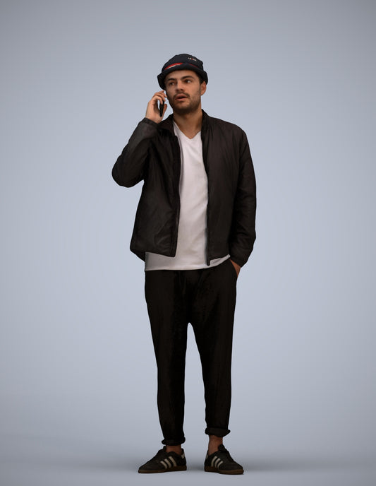 3D scanned man standing casual, photorealistic archviz people for Enscape and SketchUp