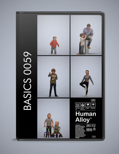 3D human models kids bundle, 5 photogrammetry scanned people for archviz