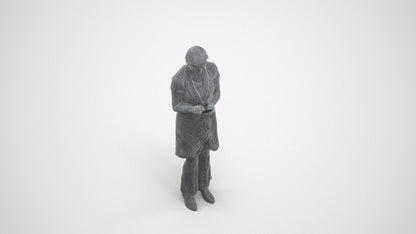 3D human model woman hospitality, photogrammetry scanned person for archviz, wireframe three-quarter view