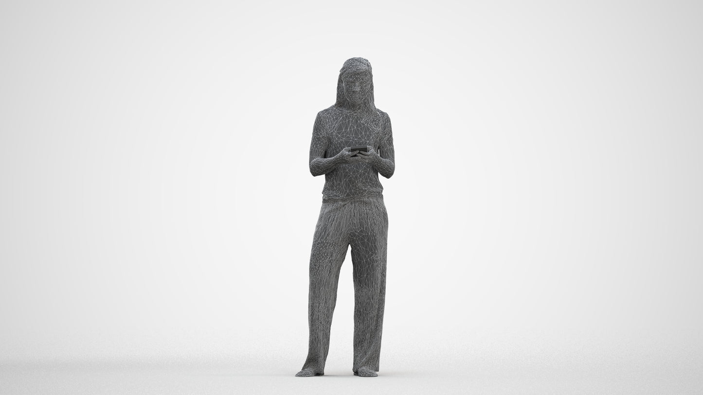3D people model woman casual kids, scanned human for 3ds Max rendering, three-quarter front view render