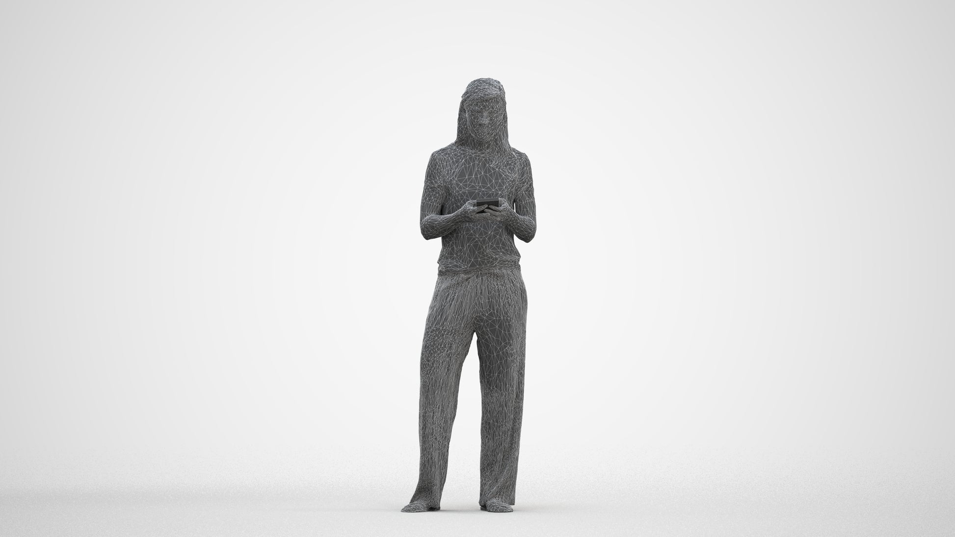 3D people model woman casual kids, scanned human for 3ds Max rendering, three-quarter front view render