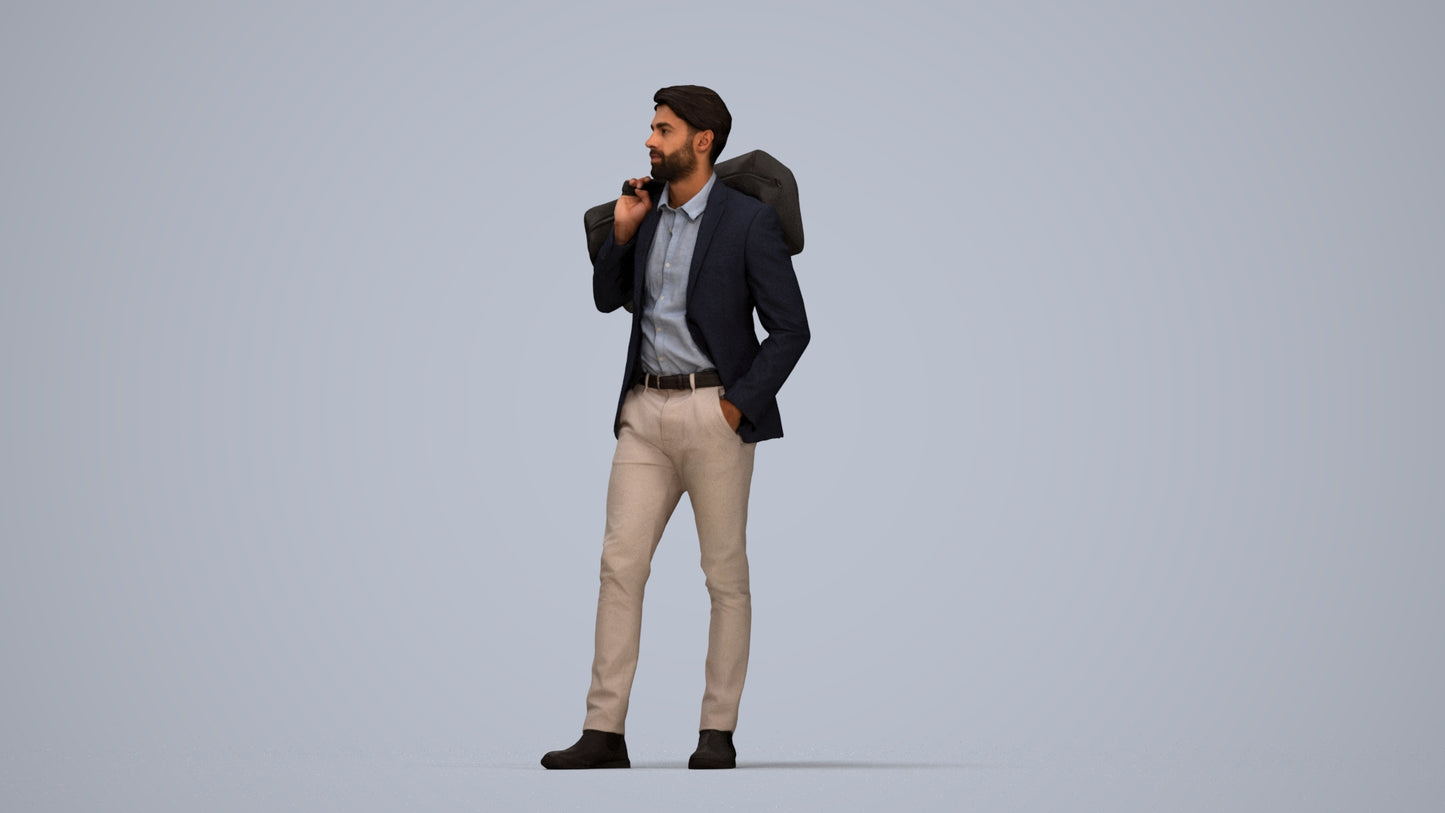 realistic 3D people man business, render-ready for V-Ray and Corona, FBX OBJ, top-down view render