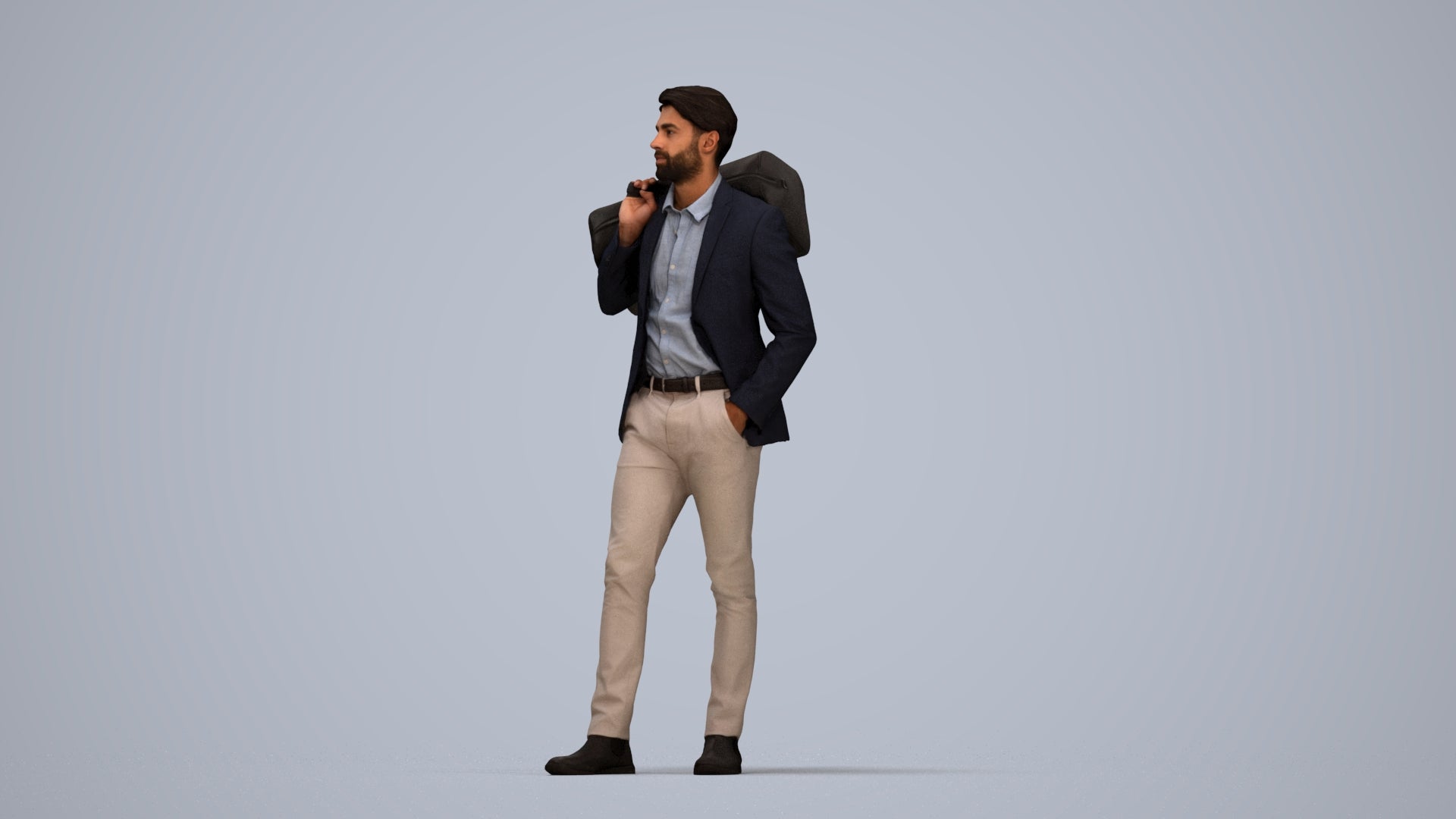 realistic 3D people man business, render-ready for V-Ray and Corona, FBX OBJ, top-down view render