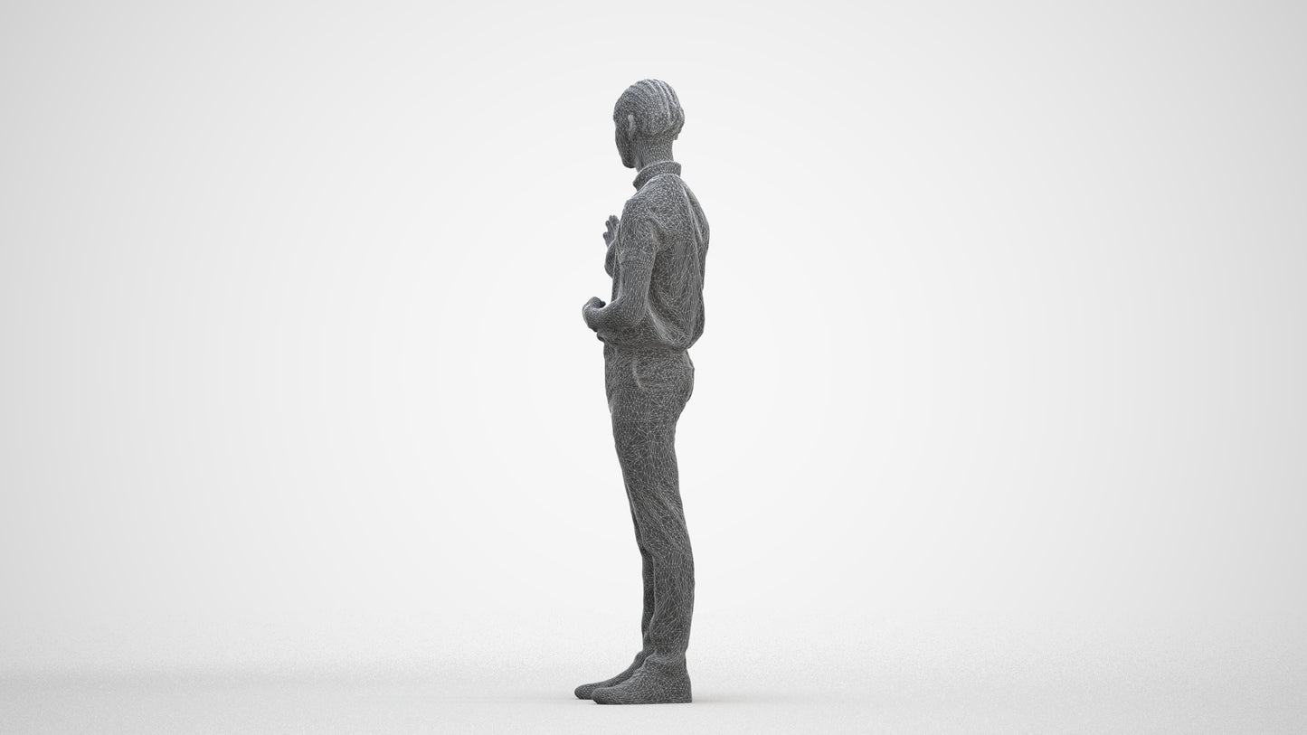 photogrammetry 3D boy hospitality, realistic human model archviz FBX, three-quarter front view render